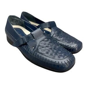 Mushrooms Vintage y2k Navy Blue Leather Mary Jane Comfort Loafer Women 6.5